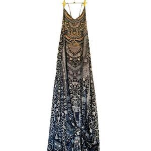 TRUE COLOURS by La Moda 
Stunning Gold & Blue Embellished Maxi Sundress💫